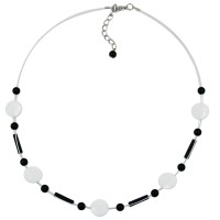 GALLAY Jewellery - Jewellery and decoration - Kette Drahtkette Schliff-Linse schwarz-weiß Kunststoffperlen 45cm