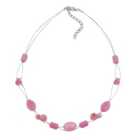 GALLAY Jewellery - Jewellery and decoration - Kette Drahtkette mit Glasperlen rosa rot-weiß Olivenperle rosa 45cm