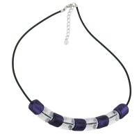 GALLAY Jewellery - Jewellery and decoration - Kette Schrägperle Kunststoff lila-seidig und kristallklar-transparent Vollgummi schwarz 45cm
