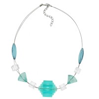 GALLAY Jewellery - Jewellery and decoration - Kette Drahtkette Stufenperle aqua-transparent Kunststoffperlen 45cm