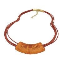 GALLAY Jewellery - Jewellery and decoration - Kette 54x19mm Anhänger Rohr flach gebogen orange-rostbraun-marmoriert glänzend Kunststoff 45cm