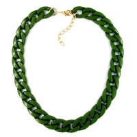 GALLAY Jewellery - Jewellery and decoration - Kette 17mm Flachpanzer Kettenglieder Kunststoff grün-glänzend 60cm