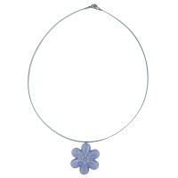 GALLAY Jewellery - Jewellery and decoration - Kette Drahtkette 30mm hellblau-transparent-silber matt Blüte Kunststoff 40cm