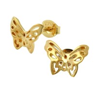 GALLAY Jewellery - Schmuck und Dekoration - Ohrstecker Ohrring 7x10mm Schmetterling vergoldet 3 Mikron