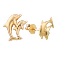 GALLAY Jewellery - Jewellery and decoration - Ohrstecker Ohrring 10x7mm Delfin-Pärchen matt-glänzend 9Kt GOLD