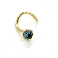 GALLAY Jewellery - Schmuck und Dekoration - Nasenstecker 2,5mm Spirale mit Zirkonia aquamarin-hellblau 18Kt GOLD