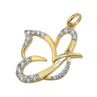 GALLAY Jewellery - Schmuck und Dekoration - Anhänger 17x19mm stilisierter Schmetterling mit Zirkonias 9Kt GOLD