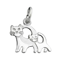 GALLAY Jewellery - Jewellery and decoration - Anhänger 12x13mm Katzenpaar matt-glänzend rhodiniert Silber 925