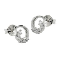 GALLAY Jewellery - Schmuck und Dekoration - Ohrstecker Ohrring 8x7mm Bogen Spirale mit Zirkonias glänzend Silber 925
