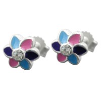 GALLAY Jewellery - Jewellery and decoration - Ohrstecker Ohrring 7,6mm Kinderohrring Blume Zirkonia farbig lackiert Silber 925
