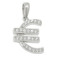 GALLAY Jewellery - Jewellery and decoration - Anhänger 15x13mm Euro-Zeichen mit vielen Zirkonias rhodiniert Silber 925