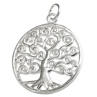 GALLAY Jewellery - Schmuck und Dekoration - Anhänger 23mm Lebensbaum glänzend Blätter verschnörkelt Silber 925