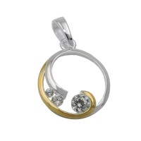 GALLAY Jewellery - Schmuck und Dekoration - Anhänger 12mm Kreis mit Spirale bicolor mit Zirkonias Silber 925