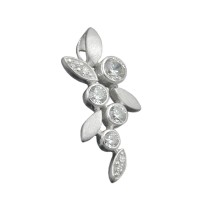GALLAY Jewellery - Schmuck und Dekoration - Anhänger 23x11mm Blütenzweig mit Zirkonias matt-glänzend Silber 925
