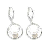 GALLAY Jewellery - Jewellery and decoration - Ohrbrisur Ohrringe 30x13mm 2 Kreise mit Süßwasserperle Silber 925