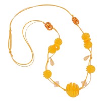 GALLAY Jewellery - Jewellery and decoration - Kette 7 Spiralperlen gelbe Kunststoffperlen Baumwollkordel 100cm