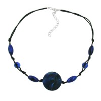 GALLAY Jewellery - Jewellery and decoration - Kette, Scheibe lapiz-blau-marmoriert
