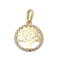 GALLAY Jewellery - Schmuck und Dekoration - Anhänger 11mm Lebensbaum Rand mit Zirkonias 9Kt GOLD