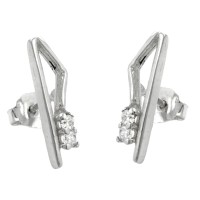 GALLAY Jewellery - Jewellery and decoration - Ohrstecker Ohrring 17x5mm mit je 2 Zirkonias weiß glänzend Silber 925