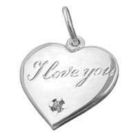 GALLAY Jewellery - Schmuck und Dekoration - Anhänger 16mm Herz mit Schriftzug - I love you- und Zirkonia glänzend Silber 925