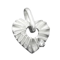 GALLAY Jewellery - Schmuck und Dekoration - Anhänger 17mm Herz mit Zirkonia matt-glänzend Silber 925
