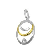 GALLAY Jewellery - Jewellery and decoration - Anhänger 19x13mm oval bicolor mit Zirkonia Silber 925