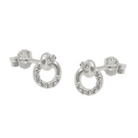 GALLAY Jewellery - Schmuck und Dekoration - Ohrstecker Ohrringe 7x6mm kleiner Kreis mit Knoten und Zirkonias Silber 925