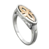 GALLAY Jewellery - Schmuck und Dekoration - Ring 7mm bicolor rotvergoldet glänzend rhodiniert Silber 925 Ringgröße 58