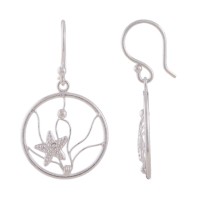 GALLAY Jewellery - Schmuck und Dekoration - Ohrhaken Ohrring 32x18mm Ring mit filigranem Geflecht Seestern und Kugel Silber 925
